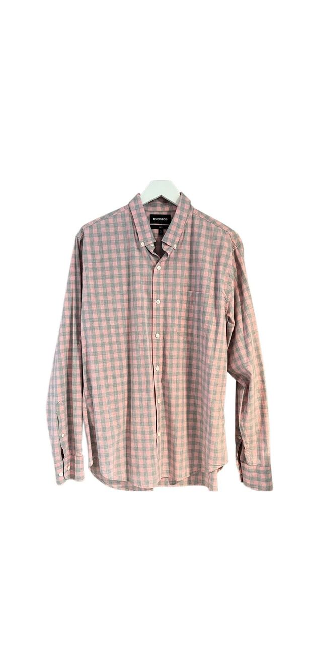 Bonobos pink and light blue checked 100% cotton button down shirt - XL